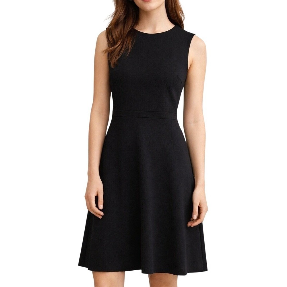 Uniqlo Ponte‎ Fit and Flare Dress Womens Small Black Excellent Sleeveless 173261
